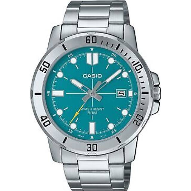 Casio Standard Analog Stainless Steel Turquoise Blue Dial Quartz MTP-VD01D-3E2V Men&#39;s Watch