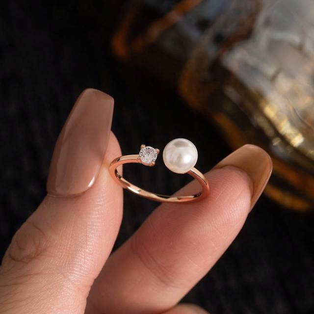 Flyleaf 1pc Fashionable 925 Sterling Silver Champagne Gold Mirrored Polished Seashell Faux Pearl Finger Knuckle Clip Open Ring For Women, Suitable For Everyda