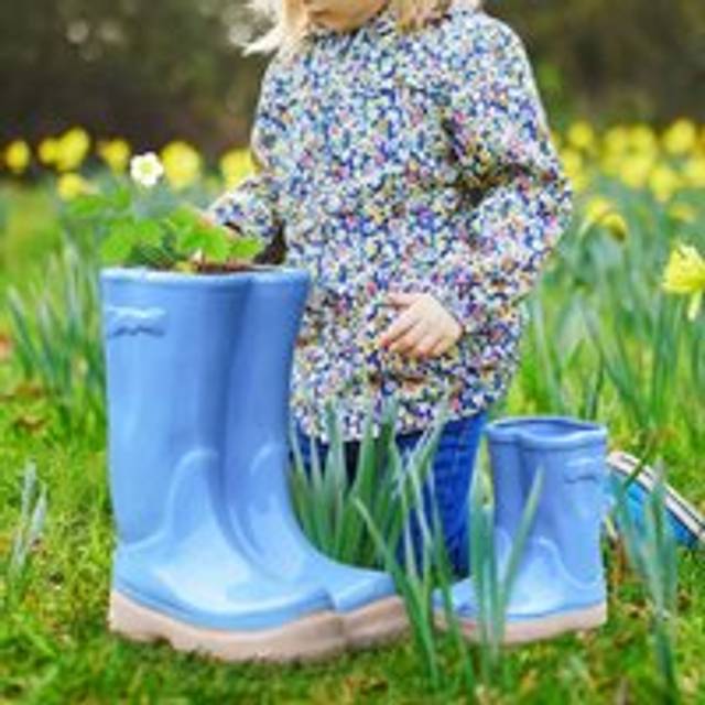 Set of 2 Little and Large Bright Blue Ceramic Indoor Outdoor Flower Pot Garden Planter Pots