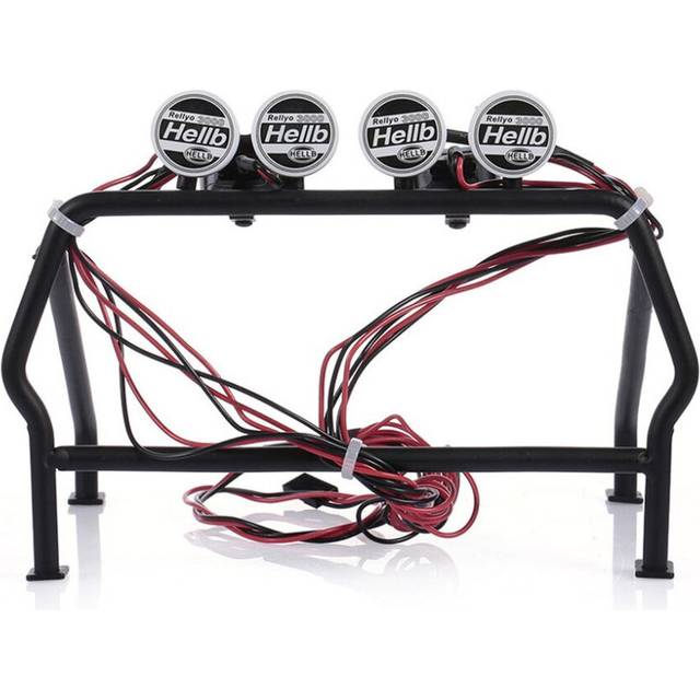 Metal Matte Surface Rolling Cage Bucket With 6 LED Lights White Lampshade Car Accessories For 1/10 RC Rock Crawler