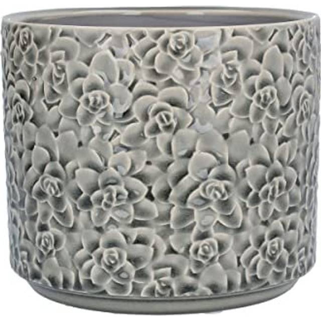 Medium Grey Succulents Ceramic Pot Cover