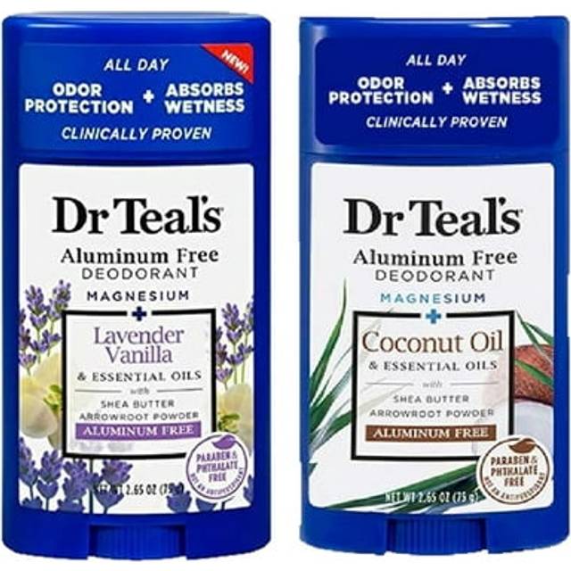 Dr. Teals Deodorant Variety Gift Set (2 Pack  2.65oz Ea.) - Vanilla Lavender & Coconut Oil - Essential Oils  Shea Butter & Magnesium Help Absorb Moist