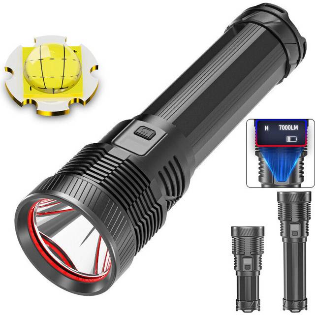 XANES P70 3500/6800LM Zoomable Flashlight OLED Display Super Bright 5 Modes Adjustable USB Rechargeable Searchlights with Power Bank