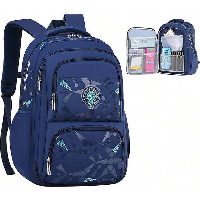 SHEIN 1 Piece Kids Backpack, School Boy Backpack, Handsome Student School Bag, Large Capacity Multi-Pocket Waterproof Backpack, School Supplies, Suitable Fo