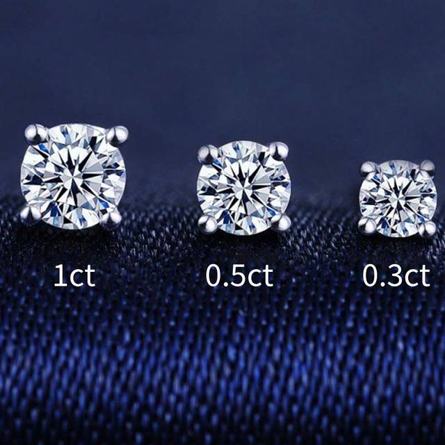 SHEIN 0.6-2ct Moissanite Stud Earrings, Platinum-Yellow Gold Plated S925 Sterling Silver Earrings, Classic 4-Prong/6-Prong Setting, Exquisite Luxury Men&#39;s A