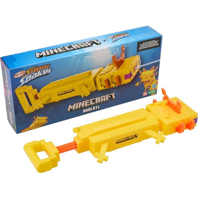 Nerf Super Soaker Minecraft Axolotl Water Blaster, Minecraft Axolotl Mob Design, Outdoor Water Toy, Outdoor Games For Kids