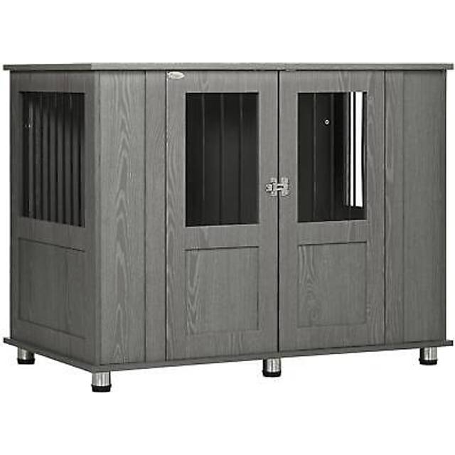 Pawhut Dog Crate Kennel Cage For Extra Large Dog, Indoor End Table, Grey