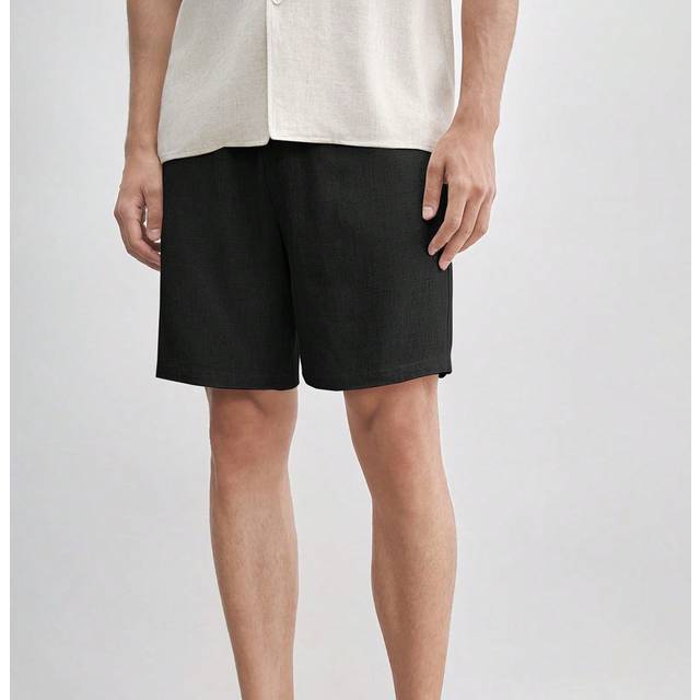 AKNOTIC Men&#39;s Linen Regular Waist Drawstring Straight Leg Casual Shorts, Suitable For Daily Wear In Summer