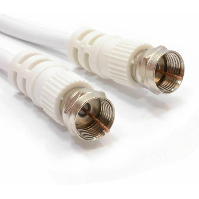 kenable Satellite F Connector Plug to Plug 75 ohm RG59 Cable White Lead  5m