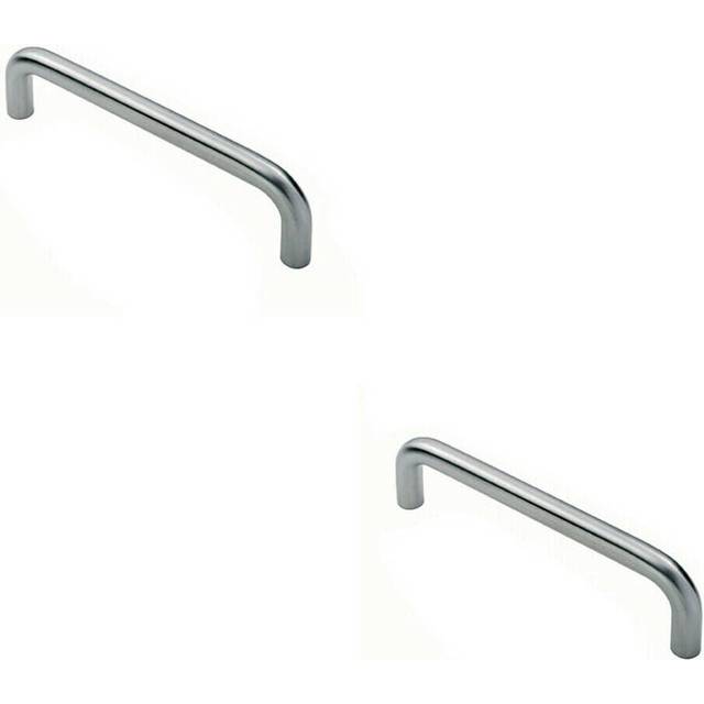 2x Round D Bar Pull Handle 22mm Dia 150mm Fixing Centres Satin Stainless Steel