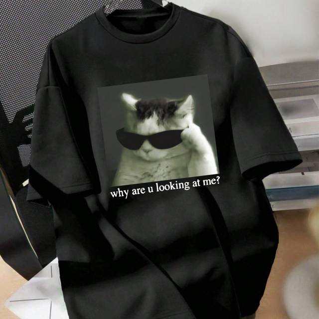 SHEIN Tween Boy Cute Cat Printed Short Sleeve T-Shirt