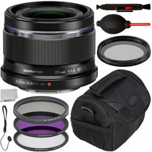 Olympus M.Zuiko Digital 25mm f/1.8 Lens Black with Accessory Bundle