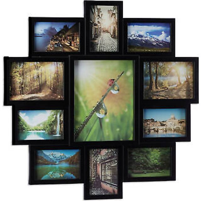 Relaxdays Picture Frame Collage, Photo Gallery for 11 Pictures, Hanging Frame, Multi Photo, White