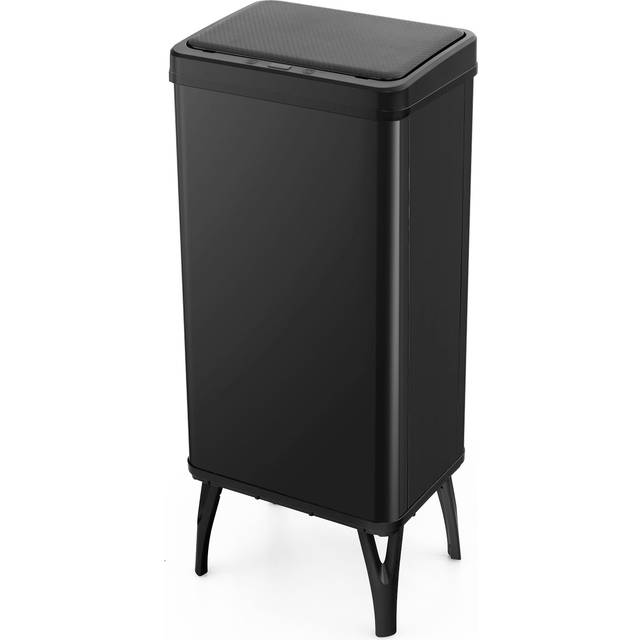 50L Stainless Steel Trash Can Automatic Motion Sensor Garbage Bin-Black