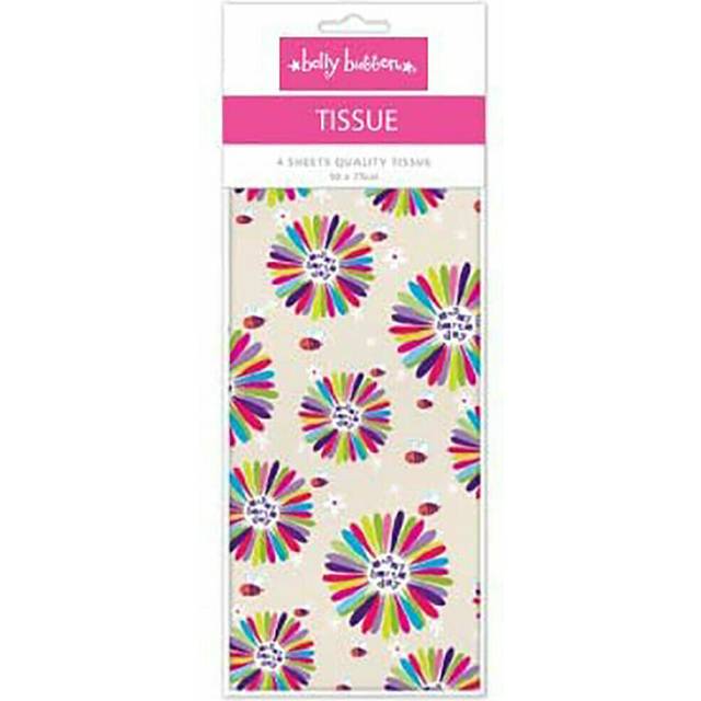 Belly button happy birthday flowers tissue wrapping paper 4 sheets 50x75cm