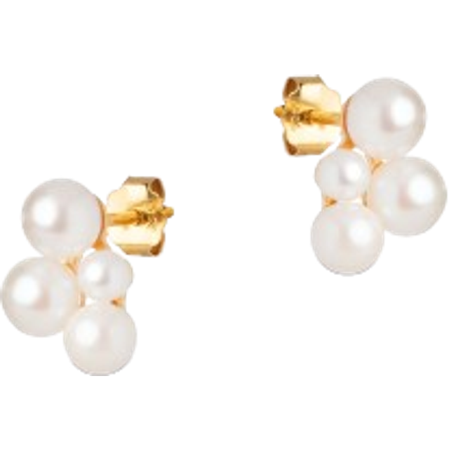 ENAMEL Copenhagen Mae Studs, 18ct Yellow Gold plated 925 Sterling Silver and Pearl, White, Women