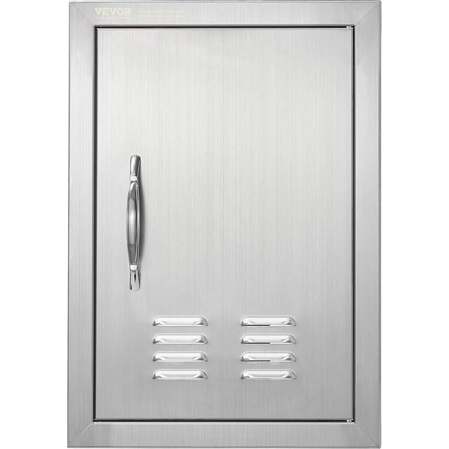 VEVOR BBQ Access Door  14W x 20H Inch Single Outdoor Kitchen Door  Stainless Steel Flush Mount Door  Wall Vertical Door with Handle and Vents  for BBQ