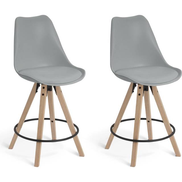 Habitat Jerry Pair of Counter Bar Stools - Grey