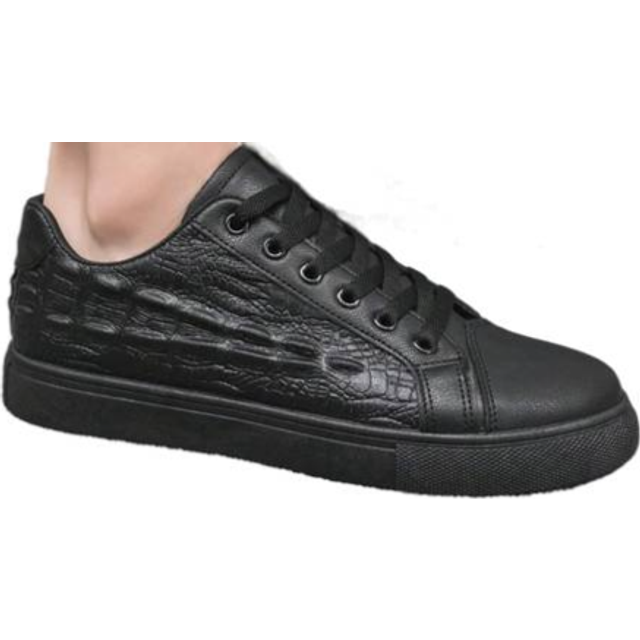 SHEIN Men&#39;s Casual Safety Shoes, Black Work Shoes For Spring/Autumn, Faux Leather Sneakers
