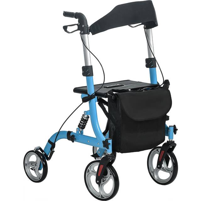 Portland Blue 4 Wheel Rollator Walker with Seat - 57 x 62 x 104cm