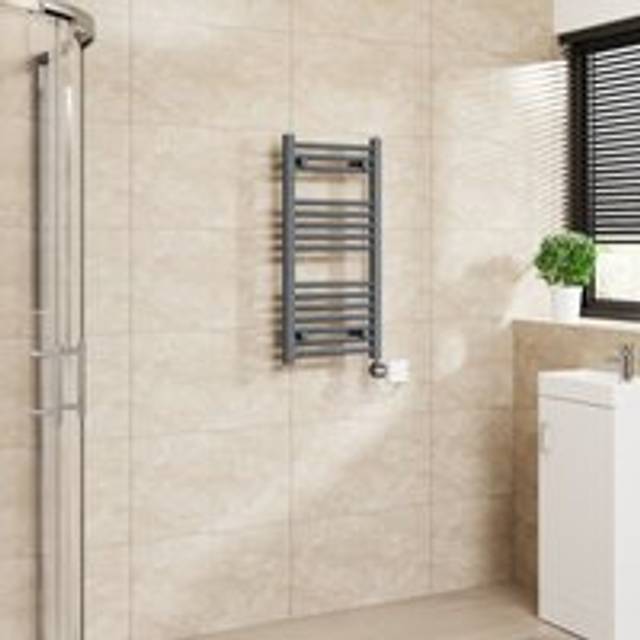 Warmehaus - Touch Screen Thermostatic Straight Towel Rail Grey 800x400mm