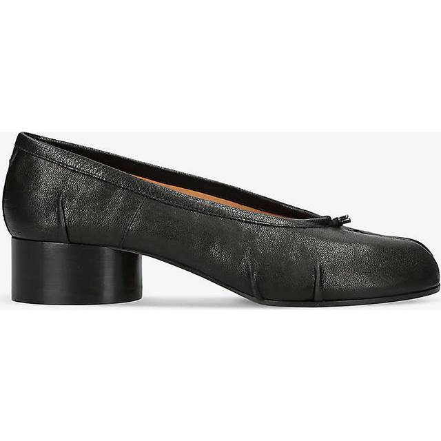 Maison Margiela Womens Black Tabi Ballerina Split-toe Leather Heeled Shoes Eur 35 / 2 Uk Women - BLACK