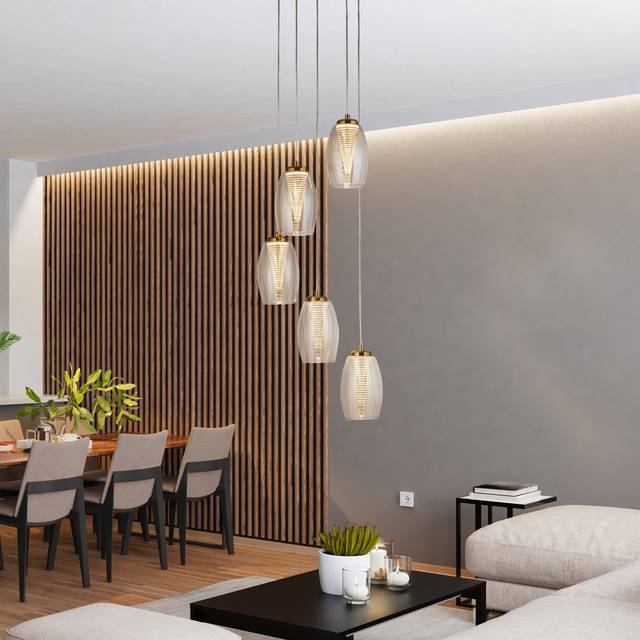 Kalicki 5 - Light Unique/Statement LED Chandelier - Bronze (150cm H X 35cm W X 35cm D)
