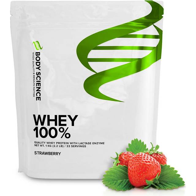 Proteinpulver Whey 100% - 1 kg - Strawberry - Body Science - Vassleprotein, Protein