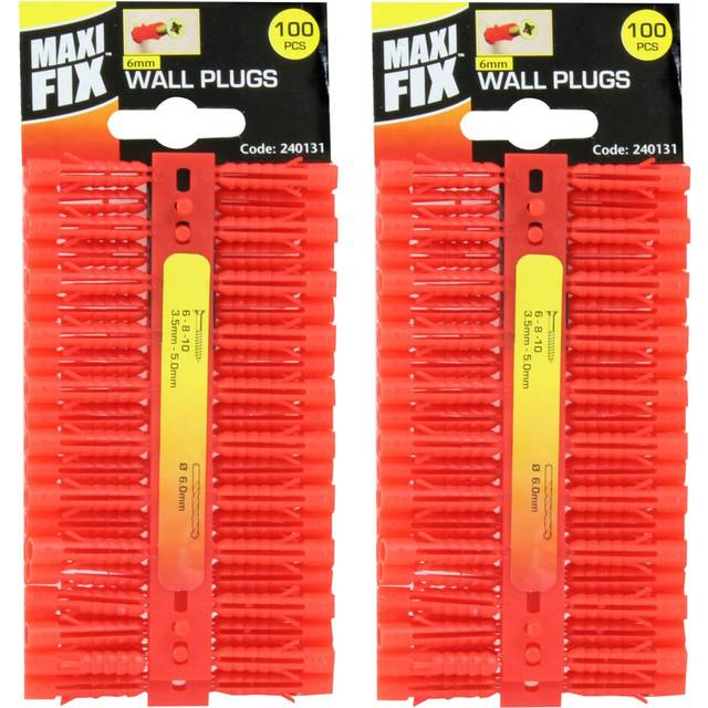 Maxifix 6mm wall plugs 100pcs red plastic