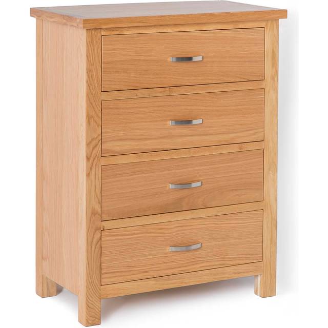 London Oak Chest of 4 Drawers | Solid Wood | Light Oak | Roseland