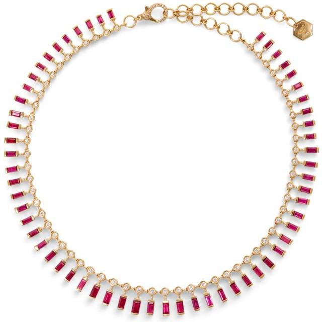 Shay Yellow Gold, Diamond and Ruby Dot Dash Necklace - One size