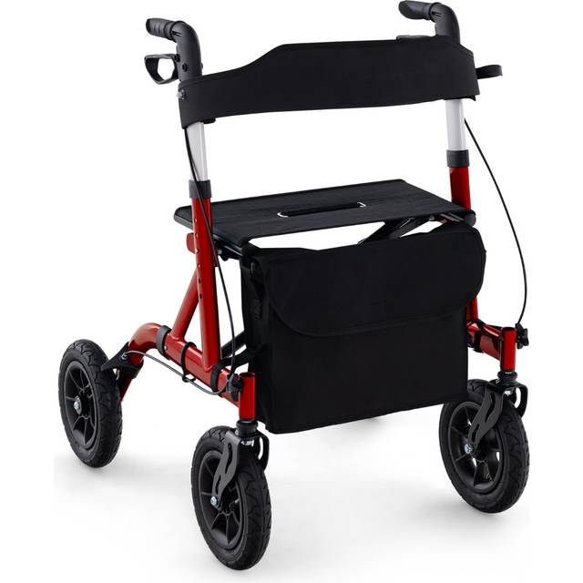 Foldable Rolling Walker with Seat-Red