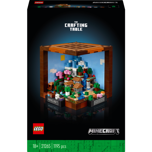 LEGO Minecraft Arbetsbänk, Klossbyggt dataspelsset med minifigurer, mobs och landskap, 15-årsjubileumsmodell, Presentidé för vuxna att bygga och visa upp 21265