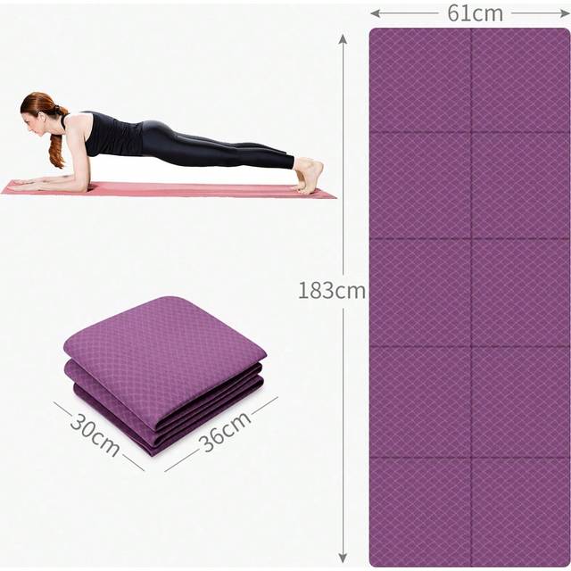 SHEIN 1pc Folding Yoga Travel Pilates Mat Foldable Easy To Carry To Class Beach Park Travel Picnics 6mm Thick