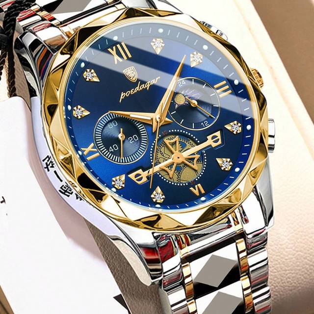 SHEIN POEDAGAR Man Wristwatch Waterproof Luminous Chronograph Watch For Men Stainless Steel Men&#39;s Quartz Watches Father&#39;s Day Gift