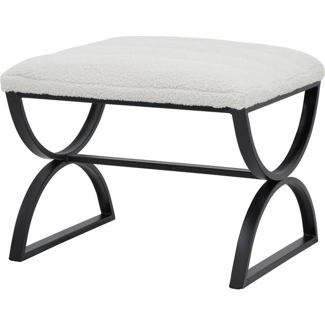 Boucle Ribbed Footstool - Metal - L45 x W46 x H56 cm - Black