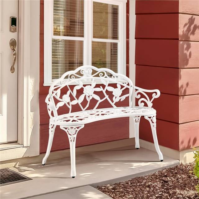Aluminium Park Bench With Weather-resistant Coating - White (78.5cm H X 99.5cm W X 57cm D)