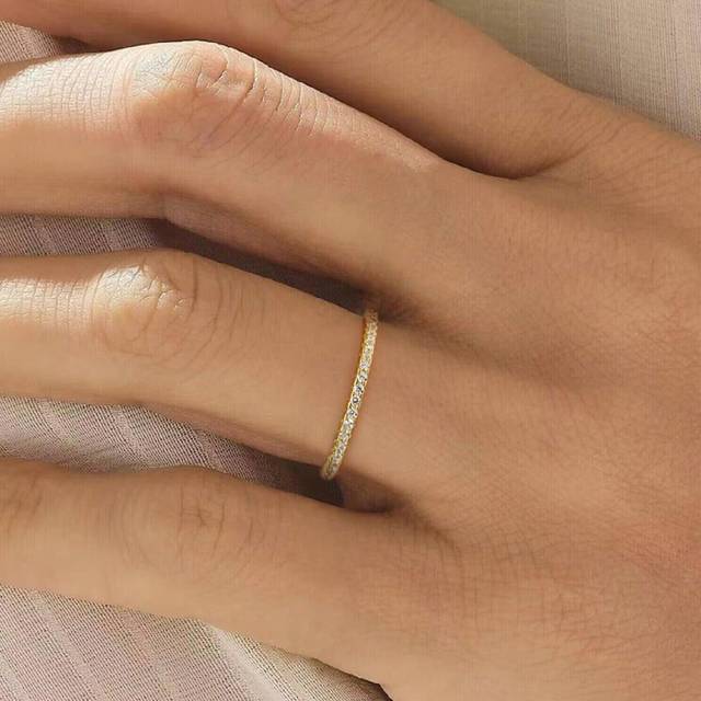 SHEIN 1Pc Simple Shining Single Ring Sterling Silver Zirconia Ladies Jewelry Eternal Ring Fine Jewelry Gift For Women For Daily Life Decor
