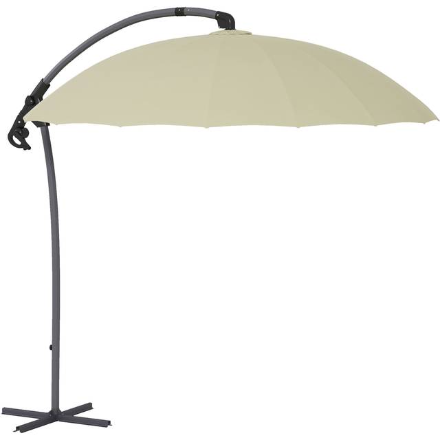 Outsunny Waterproof 2.7m Cantilever Parasol, with Cross Base - Beige Aosom UK