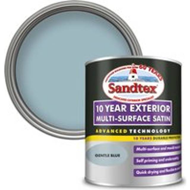 Sandtex 10 Year Exterior Multi-Surface Satin Paint, Gentle Blue 750ml