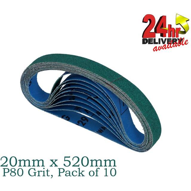 Norton R929 File Belt 20mm x 520mm P80 Grit 66623303275 Pack of 10