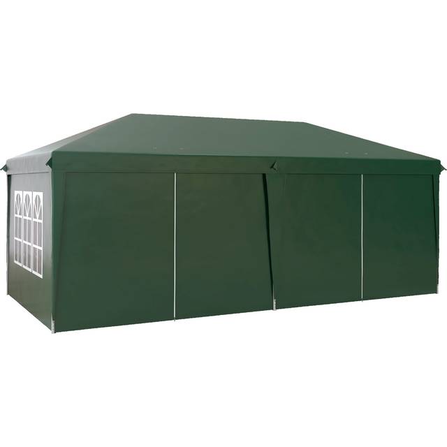 Outsunny 3 X 6m Garden Pop Up Gazebo, Wedding Party Tent Marquee, Water Resistant Awning Canopy With Sidewalls, Windows, Drainage Holes