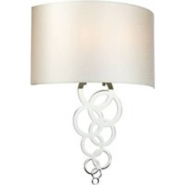 Curtis Large 2 Light Wall Light, Polished Chrome, Ivory Faux Silk Shade - Elstead