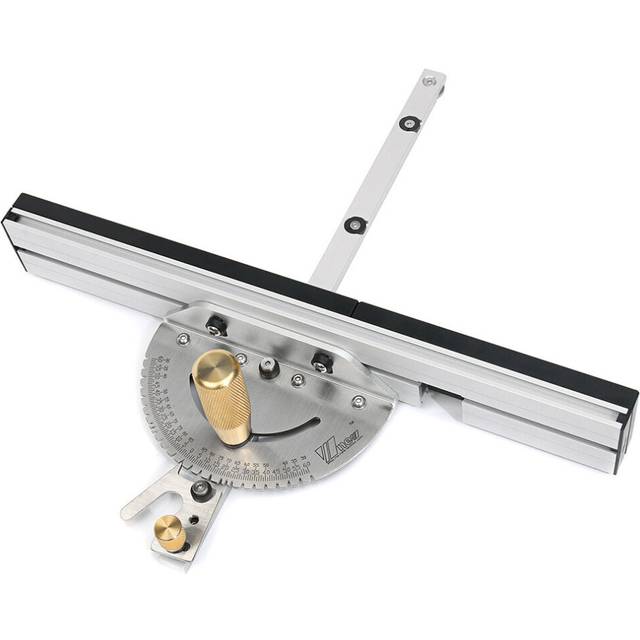 Drillpro Upgraded Brass Handle Miter Gauge Assembly Ruler With T-track for Table Saw Router Woodworking