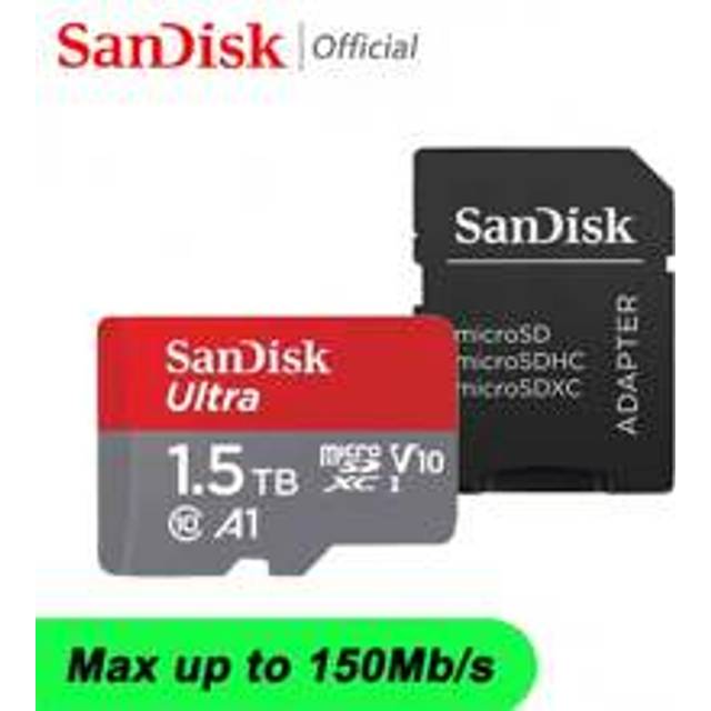 SanDisk Ultra Micro SD-kort med SD-adapter, Minneskort TF Flash-kort 128GB 1,5TB 1TB 512GB 256GB 64GB 32gb För Telefonkamera Monitor Drone Computer Go - Multifärgad (32G,64G,128G,256G,512G,1T,128G NYHET,1,5T)