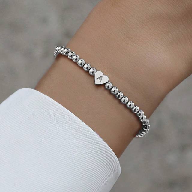 SHEIN New Classic A-Z Heart Initial Bracelet Women Handmade Bead Bracelet For Women Jewelry Gift Valentines