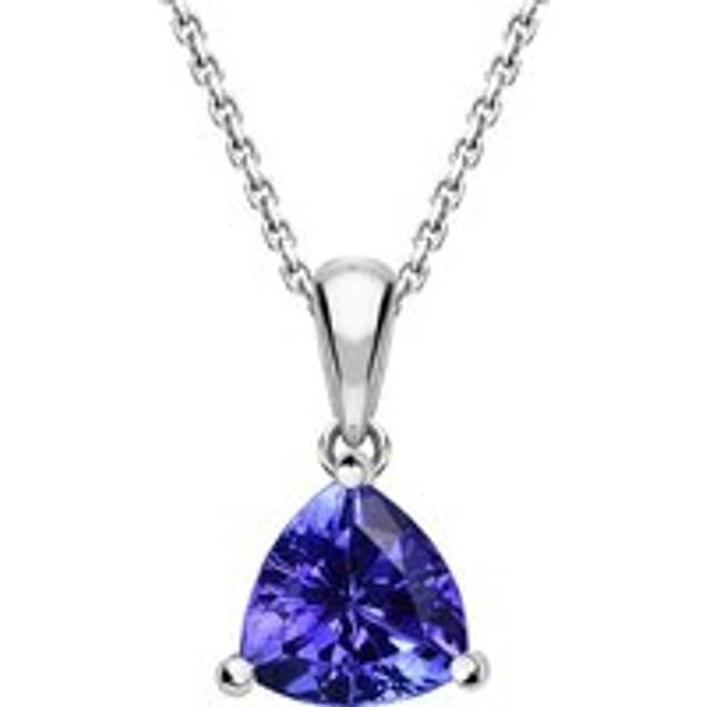 18ct White Gold 1.15ct Tanzanite Trilliant Cut Necklace