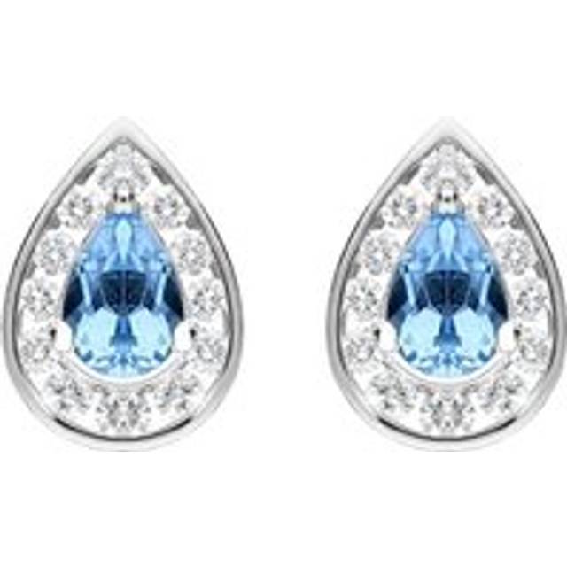 18ct White Gold 0.80ct Aquamarine Diamond Pear Stud Earrings