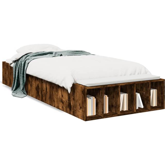vidaXL Bed Frame without Mattress Smoked Oak 100x200 cm - Brown