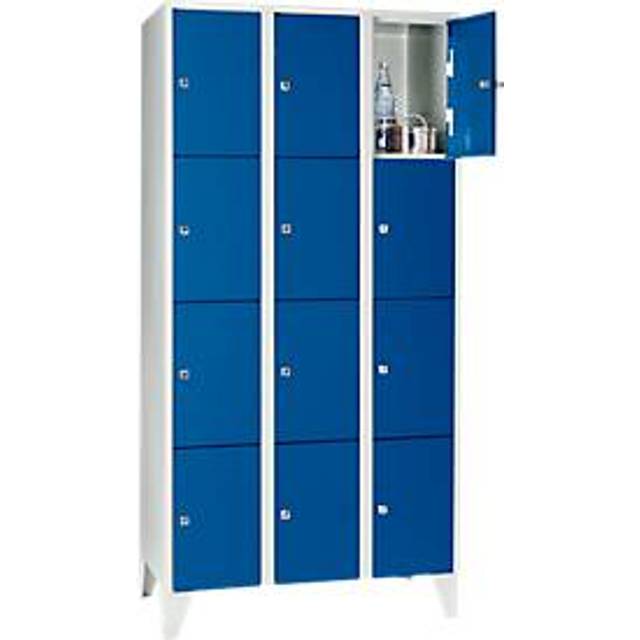 Wolf 3 compartments, 3 compartments, light grey / gentian blue, W 900 mm, with feet - gentian blue RAL 5010